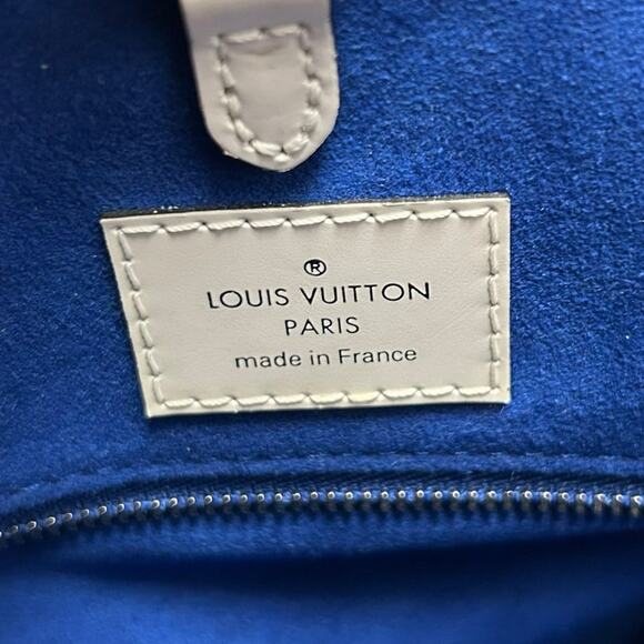 Louis Vuitton White Blue 2020 Epi On The Go MM Double Handle Tote Bag FLAW - Picture 4 of 11